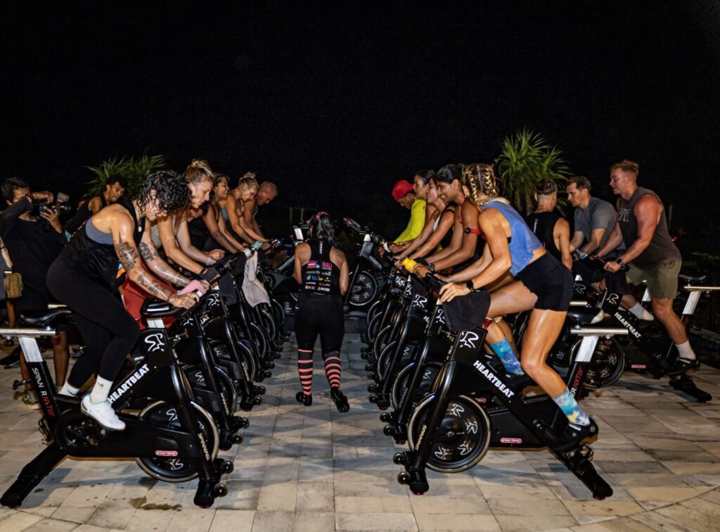 Heartbeat Bali team post-cycling on rooftop in Canggu